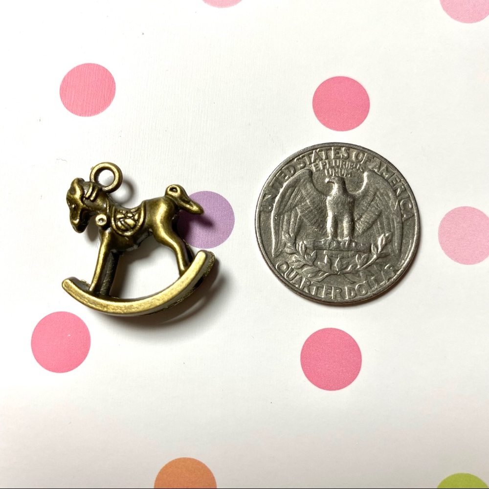 Rocking Horse Pendant Charm, Antique Bronze Tone, DIY Craft Jewelry